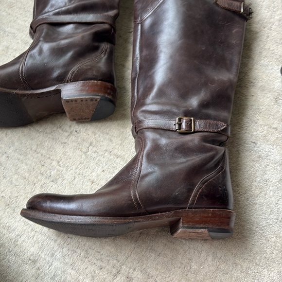 Frye Dorado Tall Brown Buckle Riding Boots - Picture 14 of 16